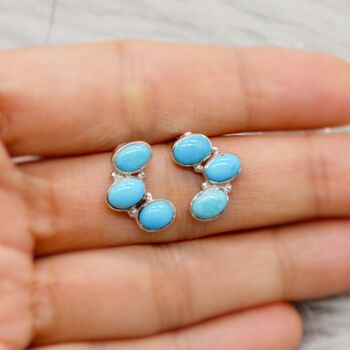 Blue Turquoise Silver Stud Earrings, 3 of 5