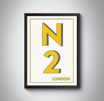 N2 Hampstead, Finchley London Postcode Print, 3 of 11