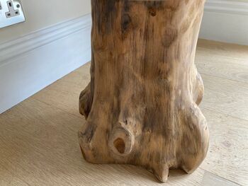 Handcrafted Small Side Teak Stool Table Natural Wood Root, 6 of 6