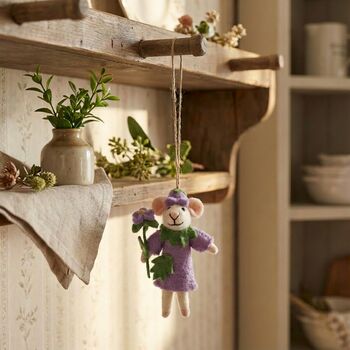 Handmade Felt Violet The Mouse Decoration, 3 of 3