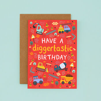 Any Age Construction Birthday Card, Boys Birthday Card, Digger, Vehicles, 2 of 8