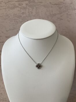 Single Silver Clover Necklace, 4 of 4
