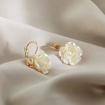 Monaco D’or Ivory Gold Centi Flower Shell Gift Earrings, 4 of 4