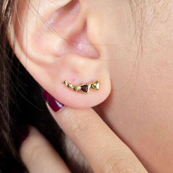 Dainty Love Heart Gold Plated Stud Earrings, 4 of 4