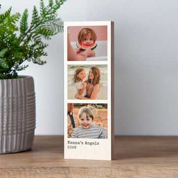 Mother's Day Triple Photo And Caption Wooden Block, 2 of 2
