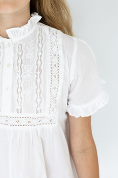 Mum And Daughter Matching White Cotton Victorian Style Nightdress Polo, 5 of 8