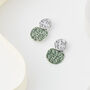 Hammered Matt Green Double Disc Stud Earrings, thumbnail 1 of 3