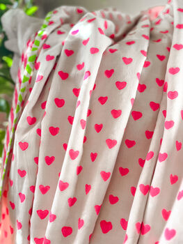 Handmade Block Print Dohar Blanket | Pink Hearts, 5 of 6
