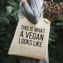 'What A Vegan Looks Like' Cotton Tote Bag, thumbnail 1 of 3