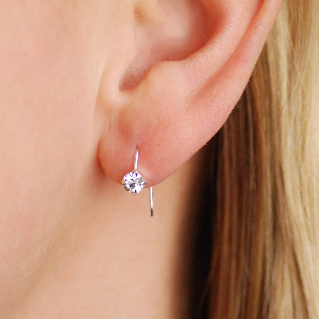 Tiny Sterling Silver And Crystal Hoop Drop Earrings, 1 of 6