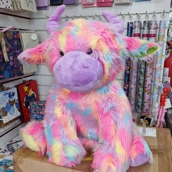 Extra Large Rainbow Highland Cow Soft Toy 60cm, 6 of 6