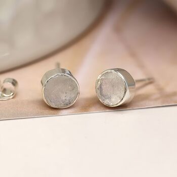Sterling Silver Moonstone Stud Earrings, 4 of 10