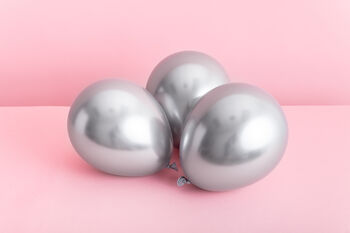 Glossy Metallic Silver Latex Balloons, 5 of 6