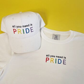 All You Need Is Pride Embroidered Slogan T Shirt, 4 of 4