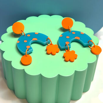 Ursula Bright Bold Colourful Dotty Patterned Earrings, 3 of 8