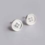 Tiny Sterling Silver Sewing Button Stud Earrings, thumbnail 3 of 7