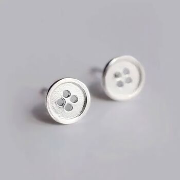 Tiny Sterling Silver Sewing Button Stud Earrings, 3 of 7