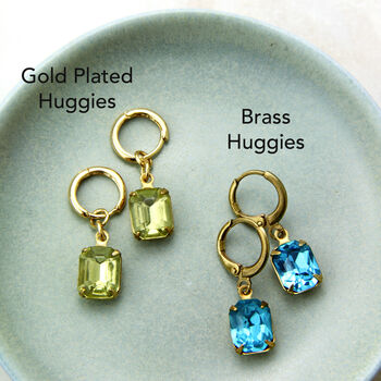Aqua Baguette Huggie Hoop Earrings, 4 of 4