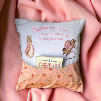 Personalised Children's Bunny Reading Cushion Cover, 2 of 4