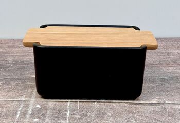 Black Butter Dish With Oak Lid, 3 of 3