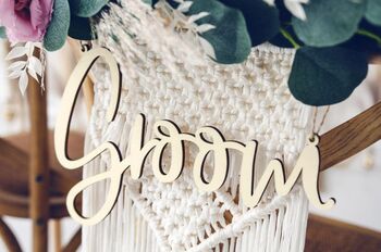 Wooden Bride And Groom Chair Signs, 2 of 3