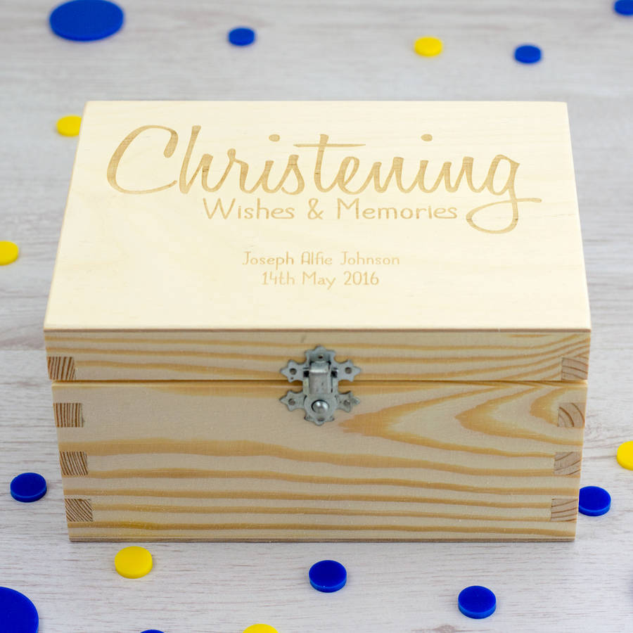 personalised christening wishes keepsake box by mirrorin