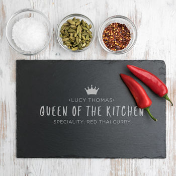 Personalised Queen Of The Kitchen Wooden Chopping Board, 2 of 4
