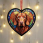Vizsla Stained Glass Effect Heart Suncatcher, thumbnail 3 of 5