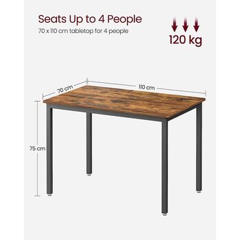 Brown Dining Table Industrial Kitchen Table Room Desk, 7 of 7