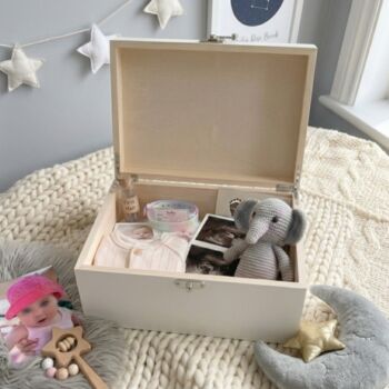 Personalised Born In 2026 Stars Engraved White New Baby Keepsake Box Three Sizes 22cm | 27cm | 30cm, 2 of 10