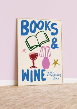 Books And Wine Book Lover Print, 2 of 4