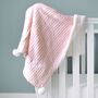 Personalised Twins Pink Cable Knit Pom Pom Blankets, thumbnail 5 of 8