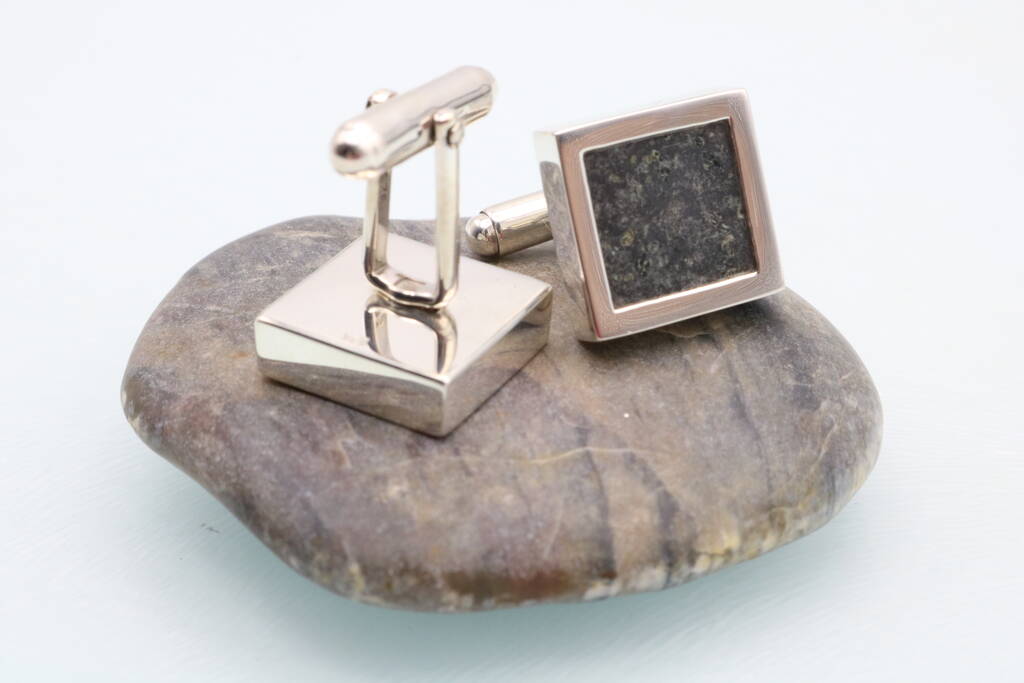 Volcanic Rock Sterling Silver Cufflinks By Hepburn & Hughes