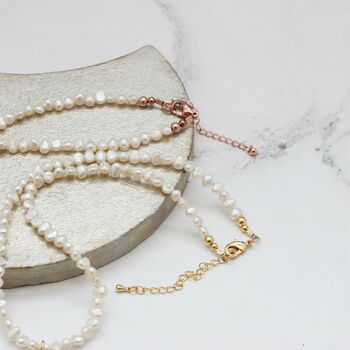 Pearl Choker Necklace With Gold Vermeil Initial Charm, 9 of 12