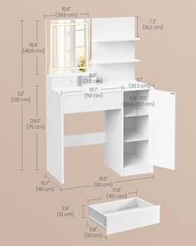 LED Vanity Table Makeup Desk With Power Outlet, 2 of 6