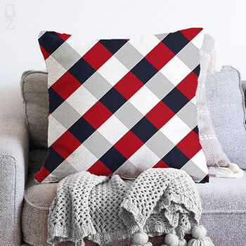Red, Blue And White Gingham Soft Pillow Cover, 2 of 3