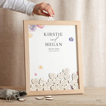 Pressed Floral Drop Top Frame Wedding Guest Book, 2 of 5