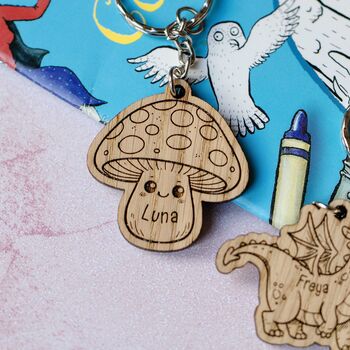 Personalised Fairy Keyring – Mushroom, Dragon Or Fairy Girl | Kids Party Bag Filler, 4 of 7