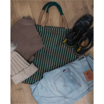 Handwoven Teal Tote Bag, 3 of 3