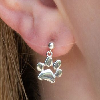 Sterling Silver Personalised Paw Print Earrings, 3 of 6