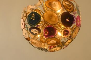 Mid Century Modern Agate Globe Chandelier, 2 of 5