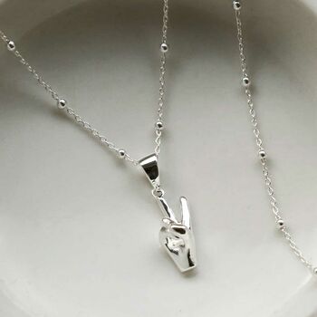 Sterling Silver Peace Out Pendant Necklace, 3 of 5