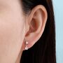 Tiny Cz Dangle Round And Droplet Stud Earrings, thumbnail 2 of 11
