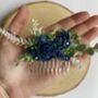 Navy Blue Flower Hair Comb, thumbnail 4 of 5