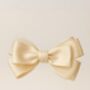 Sugar Cream Bow Barrette With A Pink Satin Drawstring Bag, thumbnail 2 of 5