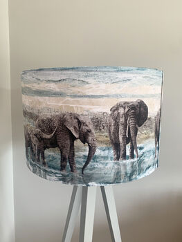 Safari Elephant Fabric Drum Lampshade, 3 of 4