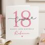 Personalised Pink 18th Birthday Card For Cousin, thumbnail 1 of 7