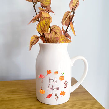 Autumnal Ceramic Flower Jug | Hello Autumn Flower Vase, 2 of 6
