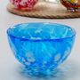 Japanese Blue With White Marble Glass Sake Cup, thumbnail 2 of 2