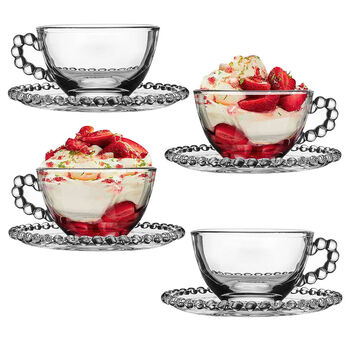 Set Of Four Beaded Glass Dessert Serving Cups, 2 of 8